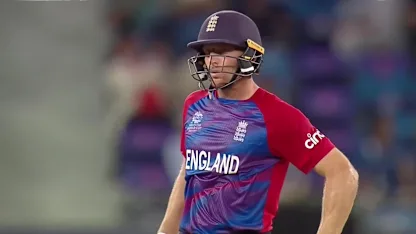 Logo of Buttler brings up his fifty with a big six