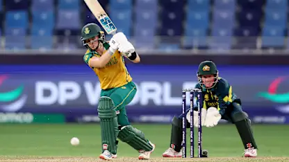 Logo of Laura Wolvaardt connects a six to perfection | SF 1 | WT20WC 2024