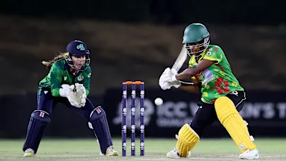 Valenta Langiatu of Vanuatu bats during the ICC Women's T20 World Cup Qualifier 2024 match between Vanuatu and Ireland at Tolerance Oval on May 01, 2024 in Abu Dhabi, United Arab Emirates.