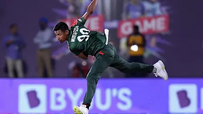 Logo of Mustafizur Rahman narrowly misses out on hat-trick