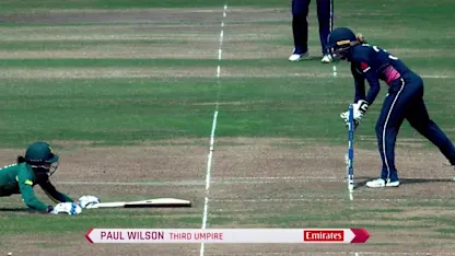 Logo of WICKET: Marizanne Kapp is run-out by Anya Shrubsole for 1