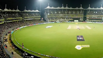Logo of MA_Chidambaram_Stadium_In_the_Night_during_a_CSK_Game