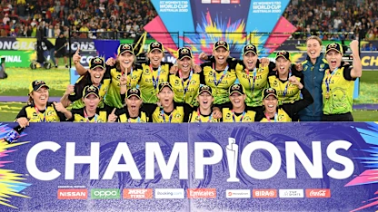 Logo of Australia celebrate after winning the ICC Women's T20 Cricket World Cup Final match between India and Australia at the Melbourne Cricket Ground on March 08, 2020 in Melbourne, Australia.