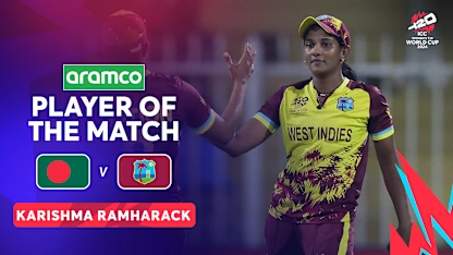 Logo of Karishma Ramharack's web of spin | POTM Highlights | WT20WC 2024