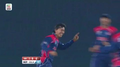 Logo of Shakti Gauchan on fire against Hong Kong