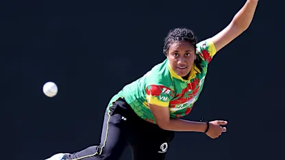 Vicky Mansale of Vanuatu bowls during the ICC Women's T20 World Cup Qualifier 2024 match between United Arab Emirates and Vanuatu at Zayed Cricket Stadium on May 03, 2024 in Abu Dhabi, United Arab Emirates.