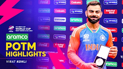 Logo of Kohli delivers in his final T20I | POTM highlights | SA v IND | T20WC 2024 Final