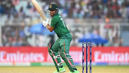 Logo of Shakib hits form with a hat-trick of fours | CWC23