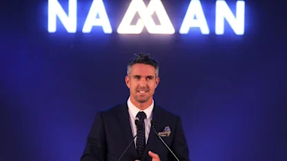 Logo of Kevin Pietersen at the MAK Pataudi Memorial Lecture, 2018