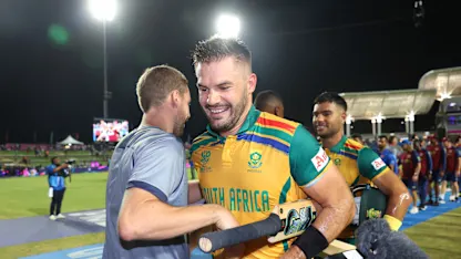 Logo of Aiden Markram discusses South Africa's historic win | SF 1 | T20WC 2024
