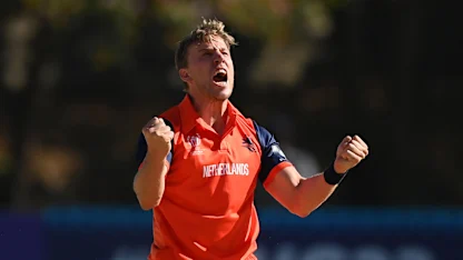 Logo of 'Wow, that just happened' - Logan van Beek on his Super Over heroics and Netherlands career | CWC23 Qualifier