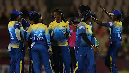 Logo of Inoshi Priyadharshani of Sri Lanka celebrates bowling Shamima Sultana of Bangladesh during the ICC Women's World T20 2018 match between Sri Lanka and Bangladesh at Darren Sammy Cricket Ground on November 14, 2018 in Gros Islet, Saint Lucia.