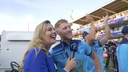Logo of CWC 19: Ben Stokes and Moeen Ali cannot contain their happiness