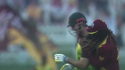 Logo of Chris Gayle signs off from tournament with Mitchell Marsh wicket