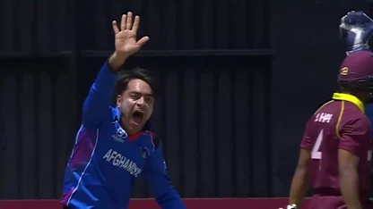 Logo of Rashid Khan claims his 100th ODI wicket, Shai Hope lbw!