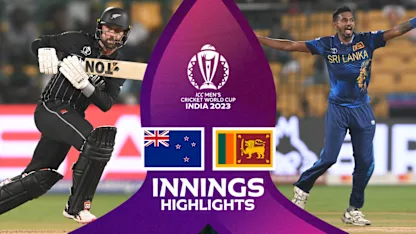 Logo of New Zealand seal run-chase despite late hiccup | Innings Highlights | CWC23