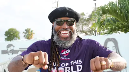 Logo of Universe Boss shows off his 2 WC rings at 100 DTG celebration in Bds