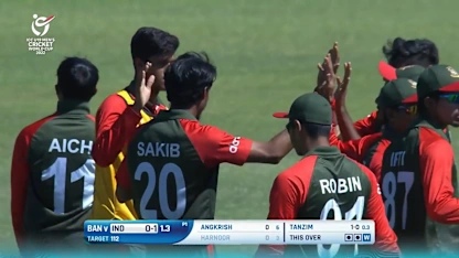 Logo of Tanzim Hasan Sakib strikes early | IND v BAN | ICC U19 Men’s CWC 2022