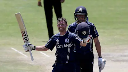 Logo of Matthew Cross led the Scotland batting charge with a 135-ball 114