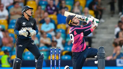 Logo of Leask launches Trumpelmann into the stands for 101m six | T20WC 2024