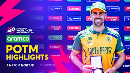 Logo of Anrich Nortje lights up New York with terrific spell | T20WC 2024