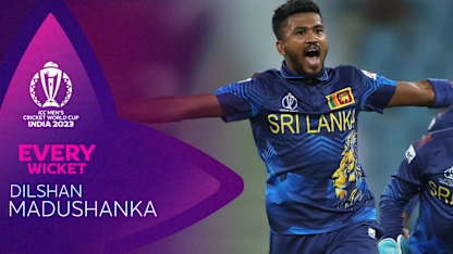 Logo of Every Dilshan Madushanka wicket | CWC23