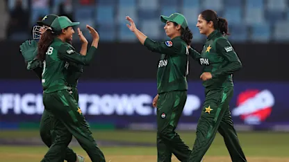 Logo of Fatima holds on to a skier to get rid of Plimmer | WT20WC 2024