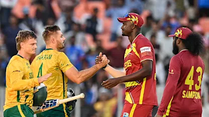 South Africa and West Indies players shake hands after Proteas victory