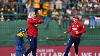Will Jacks of England celebrates taking the wicket of Kusal Mendis of Sri Lanka during the ICC Men's T20 World Cup 2026 Super 8 match