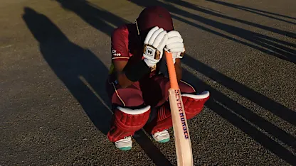 Logo of Akeal Hosein of West Indies cuts a dejected figure following the ICC Men's Cricket World Cup Qualifier Zimbabwe 2023 match between Zimbabwe and West Indies