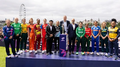 ICC Chairman Jay Shah, CEO Sanjog Gupta and ECB Chairman Richard Thompson at Captain's Carnival launch of ICC Women's T20 World Cup 2026

Photo credit: ICC/Getty Images