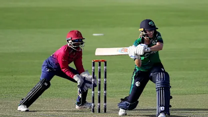 Eimear Richardson of Ireland bats during the ICC Women's T20 World Cup Qualifier 2024 match between Ireland and United Arab Emirates at Zayed Cricket Stadium on April 25, 2024 in Abu Dhabi, United Arab Emirates.