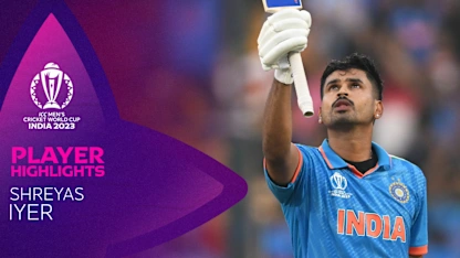Logo of A memorable maiden World Cup ton for Shreyas | CWC23