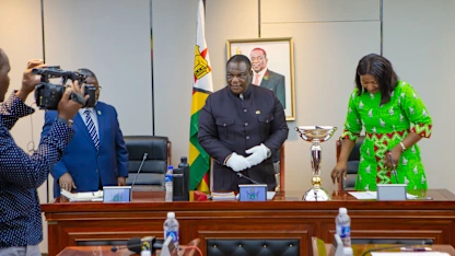 Zimbabwe’s Acting President receives ICC U19 World Cup Trophy 2