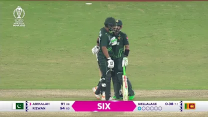 Abdullah Shafique launches one into the stands | CWC23