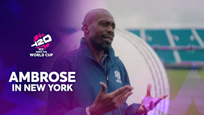Logo of Curtly Ambrose visits Nassau County International Cricket Stadium in New York | T20WC 2024