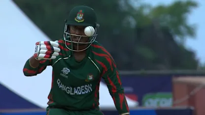 Logo of Ball gets lodged in helmet | BAN v NED | T20WC 2024