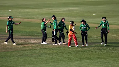 Players of Ireland and Zimbabwe shake hands following the ICC Women's T20 World Cup Qualifier 2024 match between Ireland and Zimbabwe at Zayed Cricket Stadium on April 29, 2024 in Abu Dhabi, United Arab Emirates.