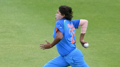 Logo of Jhulan Goswami accounted for the key wicket of Suzie Bates in her very first over