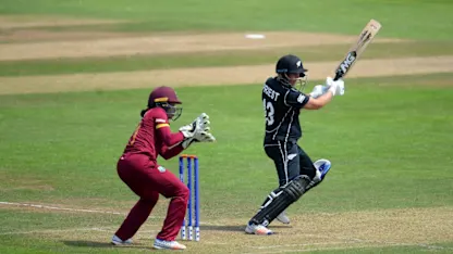 Logo of Rachel Priest bats on her way to a 55-ball 90.