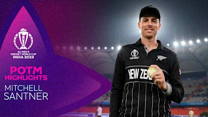 Logo of Mitchell Santner all-round effort powers New Zealand | POTM Highlights | CWC23