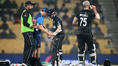 Logo of Williamson struck painful blow on thumb | CWC23