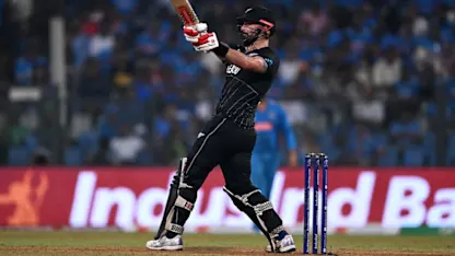 Logo of Mitchell punches fierce sixes in Mumbai | CWC23