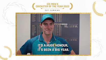 Logo of Pat Cummins accepts ICC Men's Cricketer of the Year award