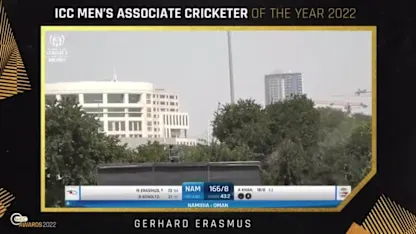 Logo of Gerhard Erasmus on his ICC men's Associate Cricketer of the Year 2022 Award | ICC Awards