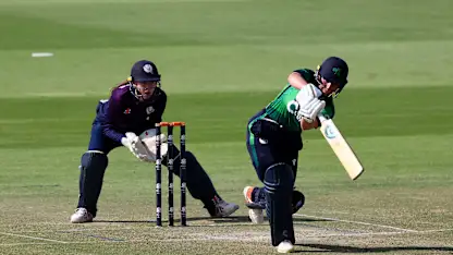 Leah Paul of Ireland bats during the ICC Women's T20 World Cup Qualifier 2024 Semi-Final match between Ireland and Scotland at Zayed Cricket Stadium on May 05, 2024 in Abu Dhabi, United Arab Emirates.