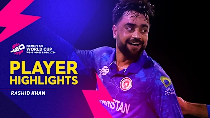 Logo of Rashid Khan four-for guides Afghanistan to a massive win | Player Highlights | T20WC 2024