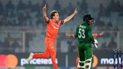 Logo of Netherlands pacers run through Bangladesh middle-order | CWC23