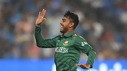 Logo of Mehidy brings wicket against the run of play | CWC23