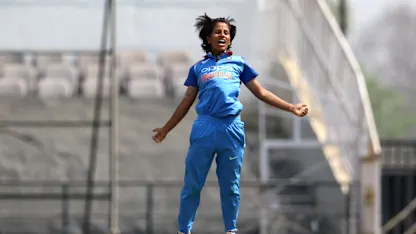 Logo of Poonam Yadav was India's star bowler, finishing with figures of 4/30